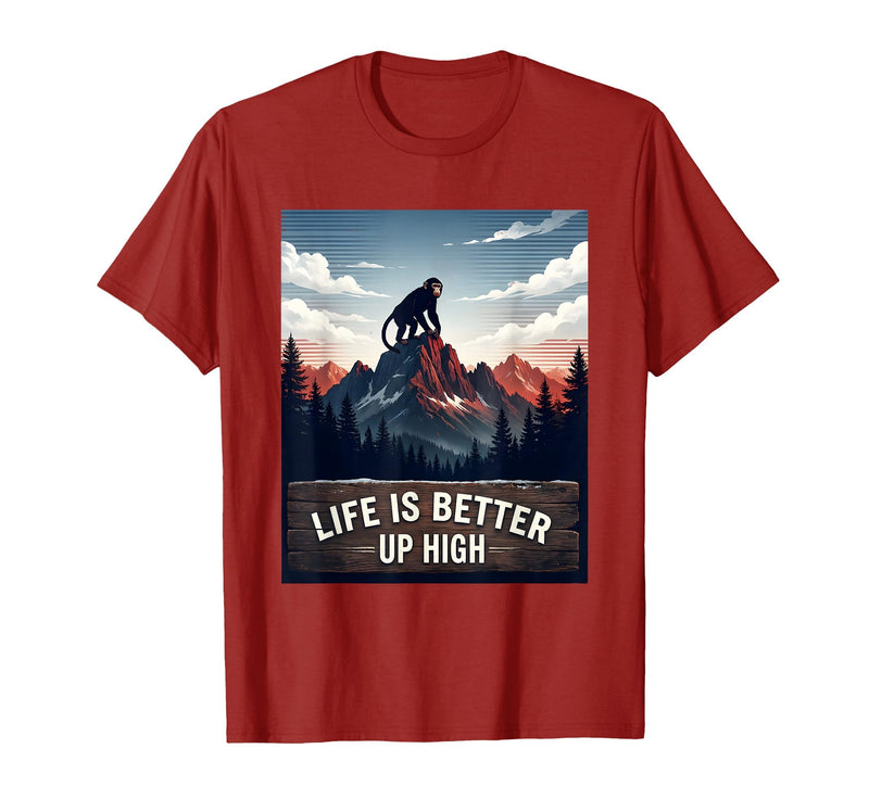 Mademark Life Is Better Up High Monkey Design T-Shirt - Men - Cranberry Red