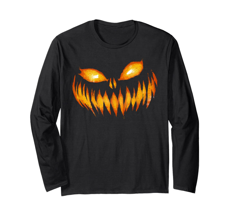 Halloween Costumes MV&SG Jack O Lantern Scary Carved Pumpkin Face Halloween Costume Long Sleeve T-Shirt - Black