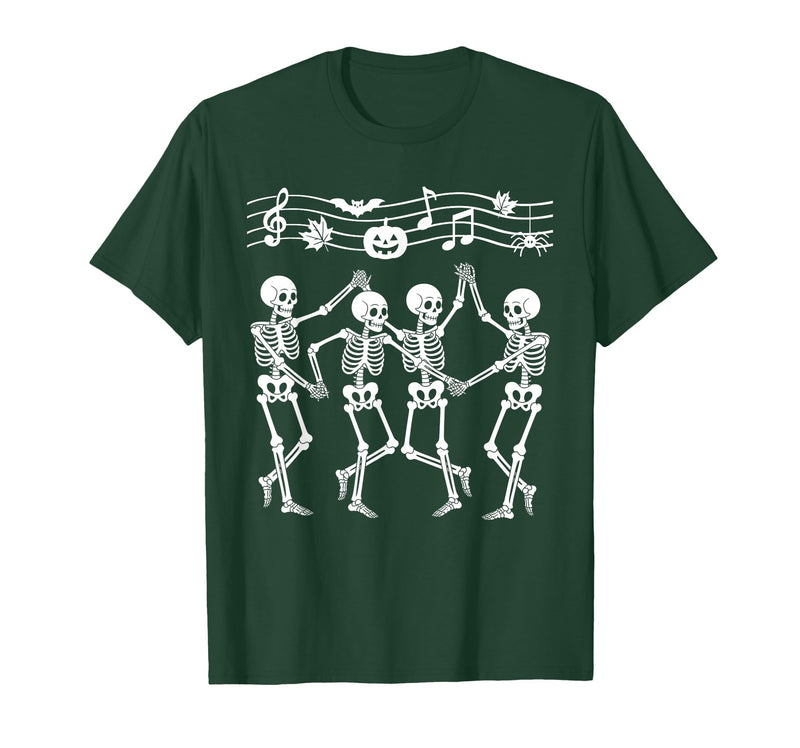 Dancing Skeletons Halloween Party Music Shirts Spooky Skeletons Symphony Halloween Dance Music Men Women T-Shirt - Dark Green