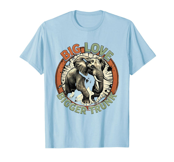 Mademark Big Love Bigger Trunk Elephant Comic Design T-Shirt - Men - Baby Blue