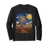 Giraffe Designs. Giraffe Africa Van Gogh Style Starry Night Cute Graphic Long Sleeve T-Shirt - Adult Unisex - Black