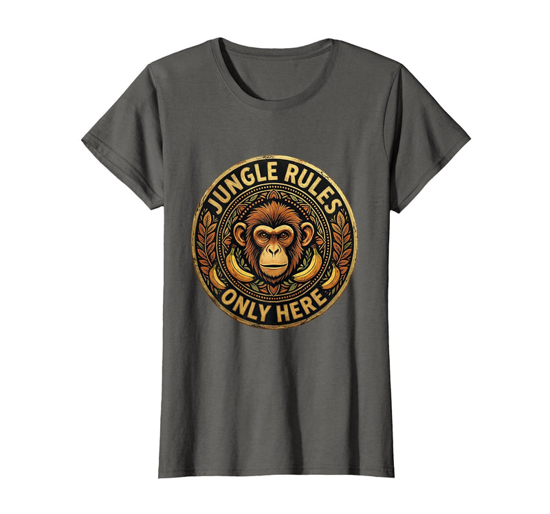 Mademark Monkey Jungle Rules Only Here Graphic Design T-Shirt - Women - Asphalt Grey