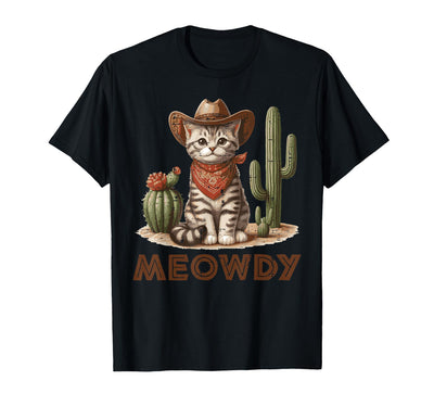 Cat Shirts For Men Women Girls Kids Gift Cat Cowboy Hat Cactus Meowdy Cute Kitten Kitty Women Men Kid T-Shirt