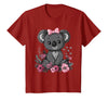 We Love Koalas - Kids Apparel Co. Koala Kawaii Koala Bear Pink Bow Flowers Girls Kids T-Shirt - Cranberry Red