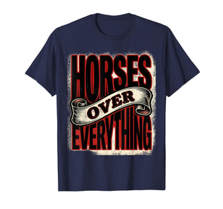 Mademark Horses Over Everything Equestrian Design T-Shirt - Men - Navy Blue