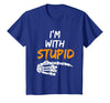 I'm With Stupid Shirts I'm with Stupid Skeleton Hand Pointing Right Funny Halloween T-Shirt - Royal Blue