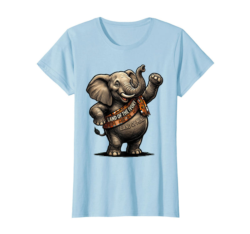 Mademark Land Of The Ivory, Land Of Mine Patriotic Elephant Design T-Shirt - Women - Baby Blue
