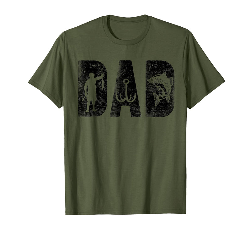 Fishing Gifts for Dad Father's Day Fisherman Fishing Dad Birthday Classic Bold Font Fish Daddy T-Shirt - Olive Green