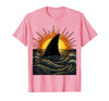 Mademark Shark Fin Silhouette Blazing Sunset Graphic T-Shirt - Red