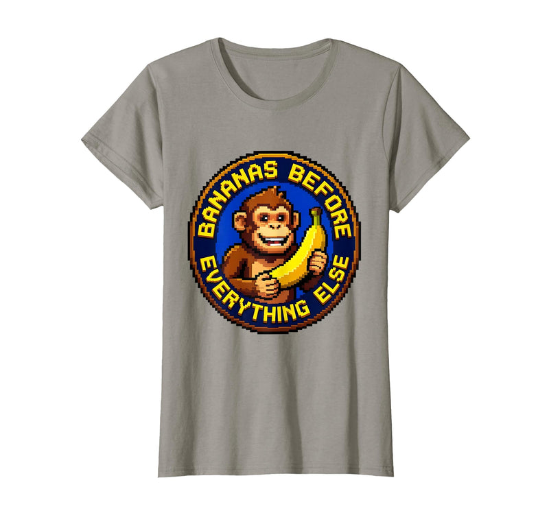 Mademark Bananas Before Everything Else Monkey Design T-Shirt - Women - Slate Grey