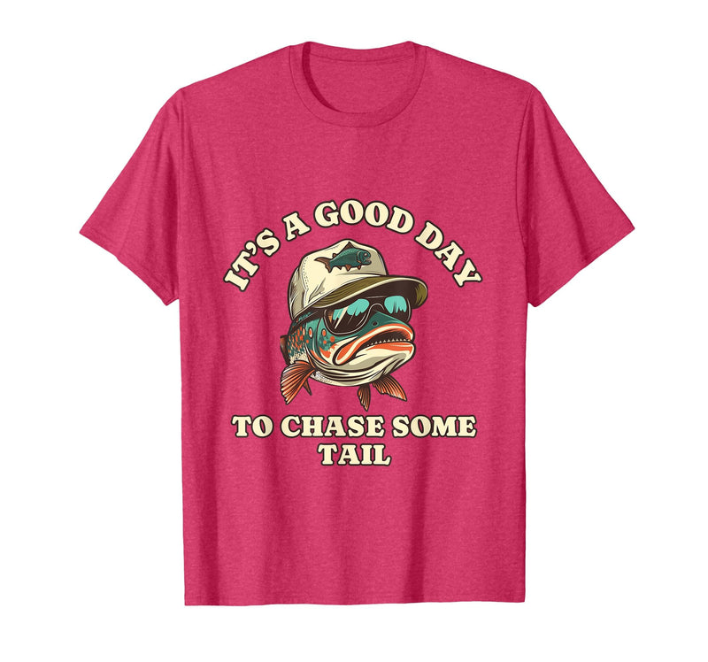 Funny Outdoor Anglers & Fisherman Designs Catch Fish and Laugh Hard with This Fishing Pun T-Shirt - Red Heather