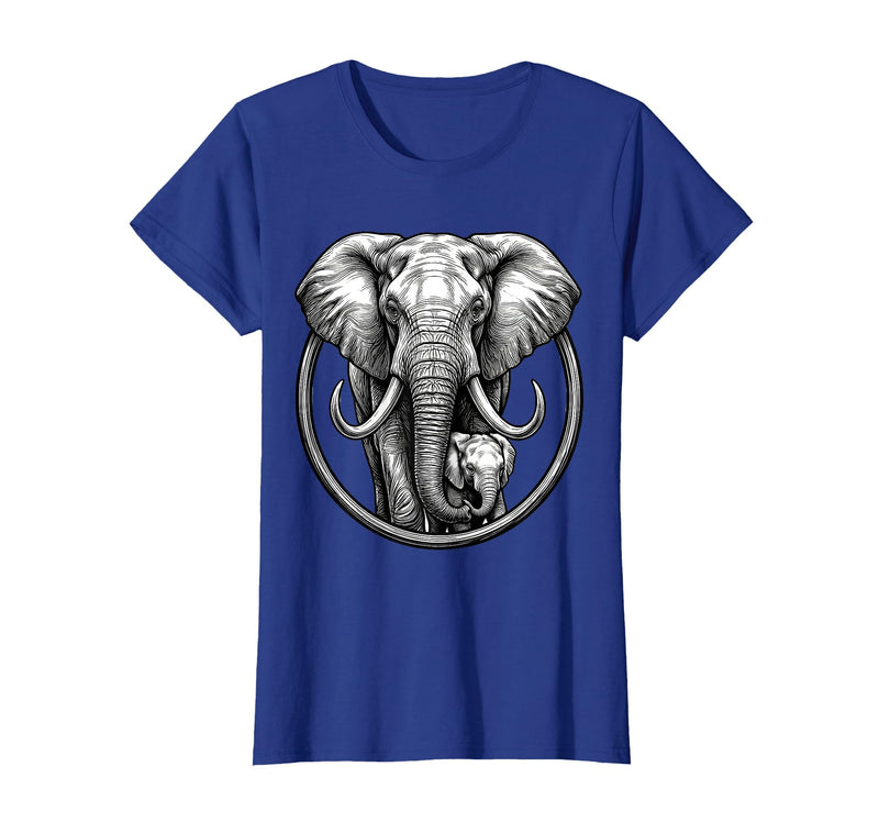 Mademark Mama Elephant and Baby Graphic Tee T-Shirt - Women - Royal Blue