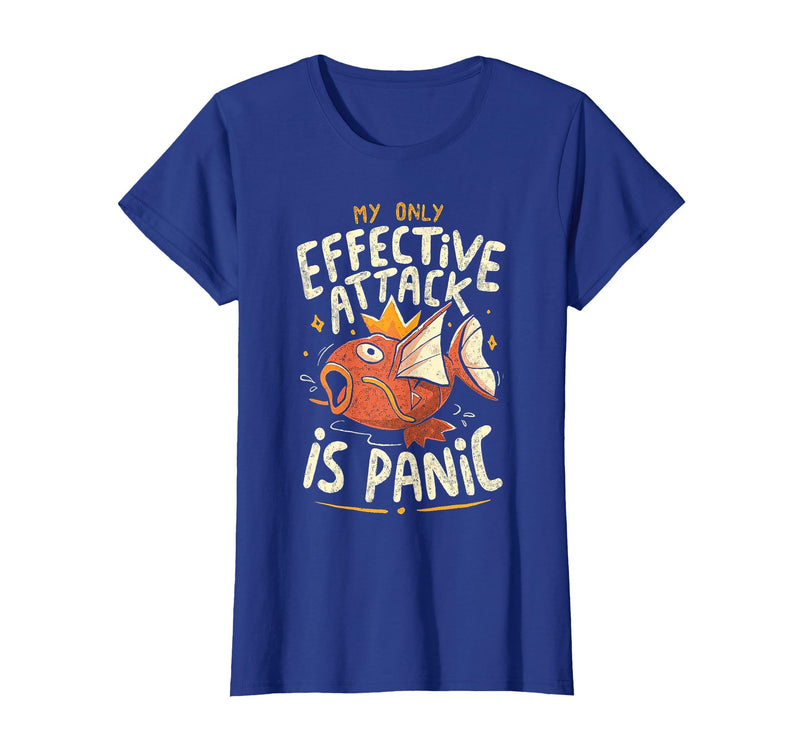 Funny My Only Effective Attack Is Panic Tee Shirt Fish My Only Effective Attack is Panic T-Shirt - Royal Blue