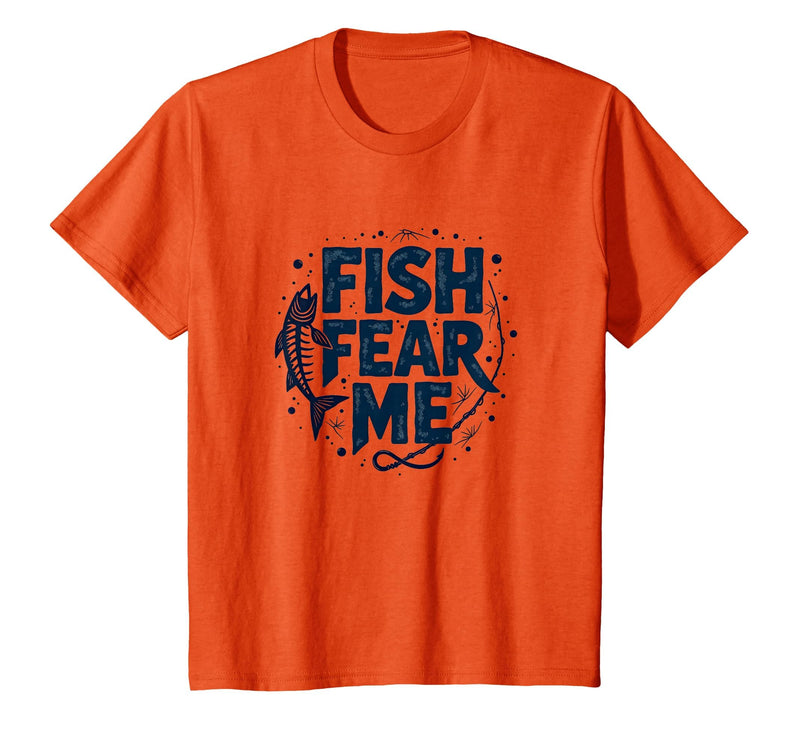 Mademark Fish Fear Me Funny Fishing for Men Angler Humor Quote T-Shirt - Orange