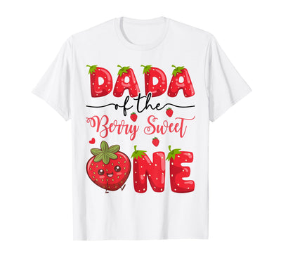 Kawaii Strawberry 1St Birthday Matching Dada of The Berry Sweet One Strawberry First Birthday T-Shirt