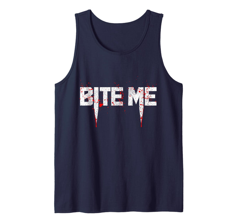 Bite Me Vampire - Easy Halloween Costumes Vampire Bite Me Last Minute Easy Halloween Costume Tank Top - Navy Blue