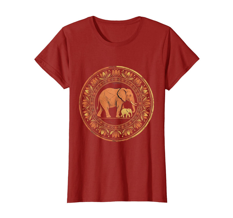Mademark Elephant Mom and Baby Pregnancy Announcement T-Shirt - Women - Cranberry Red