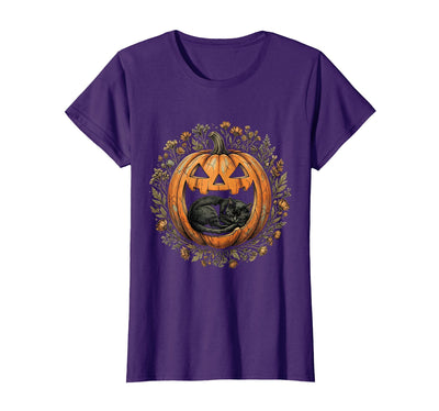 Mademark Black Cat in Carved Pumpkin Halloween Design T-Shirt