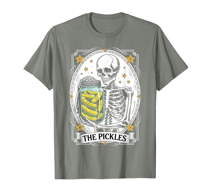 Tarot Card Skeleton Halloween Ades.shirt The Pickles Tarot Card Skeleton Canning Season Gardener T-Shirt - Olive Heather