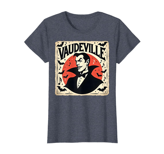Mademark Halloween Nostalgic Retro Vaudeville Vampire T-Shirt - Heather Blue