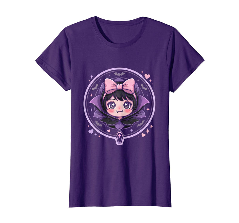 Mademark Women's Cute Vampire Girl Halloween Graphic Design T-Shirt - Purple