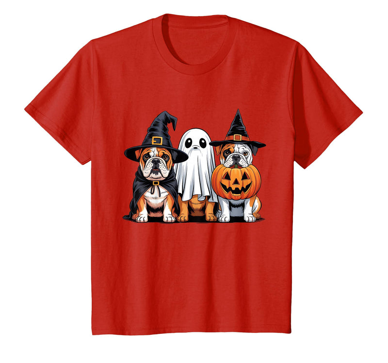 English Bulldog Halloween Funny Dog Lover Pumpkin Witch T-Shirt - Red
