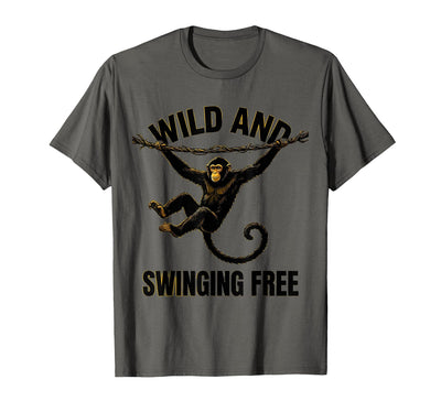 Wild and Swinging Free Monkey Graphic Design T-Shirt - Men