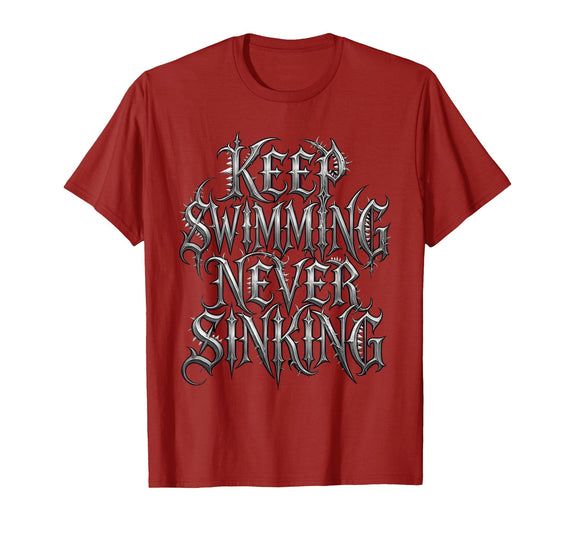 Mademark Keep Swimming Never Sinking Shark Women Design T-Shirt - Cranberry Red
