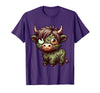 Cute Highland Cow Zombie Halloween Designs Highland Cow Zombie Halloween Farm Animal Women Girls T-Shirt - Purple