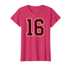 Maroon Number 16 Jersey Player Uniform #16 Gifts Maroon and White Number 16 Jersey Player Uniform #16 Fan T-Shirt - Red