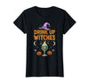 Funny Halloween Tees for Men Women Kids. Drink Up Witches Purple Hat Funny Halloween Men Women T-Shirt - Black
