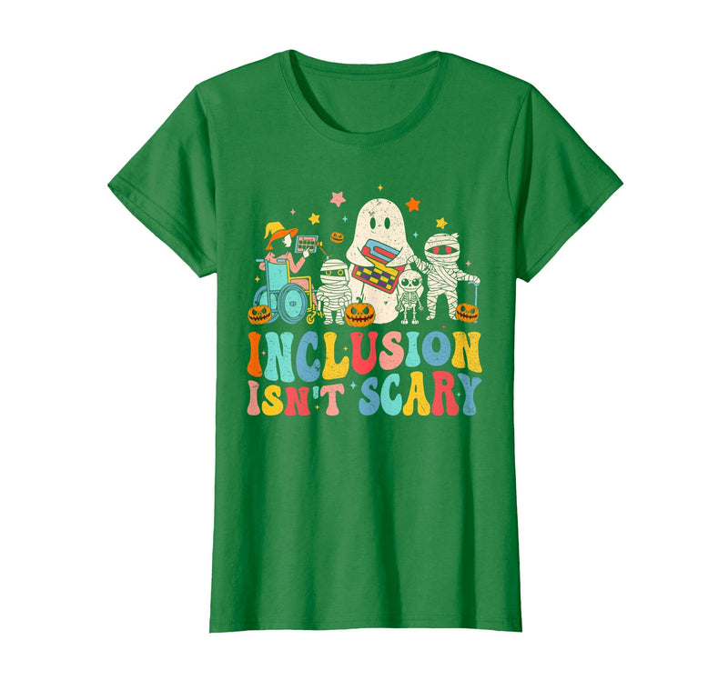 Inclusion Matters Tees Halloween Sped Teacher Kids Inclusion Isn't Scary Ghost Mummy Halloween SLP Sped Teacher T-Shirt -
