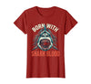 Mademark Born With Shark Blood Fierce Women Design T-Shirt - Cranberry Red