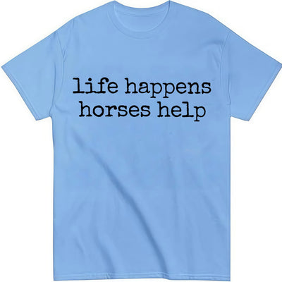 Nusyouc Life Happens Horses Help Equestrian T-Shirt Vintage Horse Lover T Shirt Tops