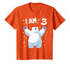 3 years old 3rd birthday Polar Bear Kids 3 Years Old 3 Birthday Polar Bears Boy Girl Polar Bear T-Shirt - Orange