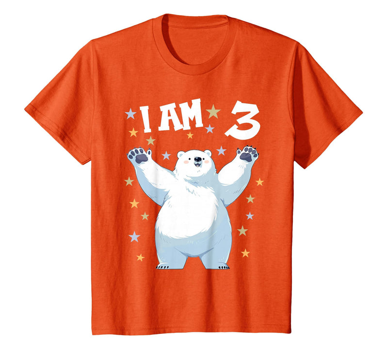 3 years old 3rd birthday Polar Bear Kids 3 Years Old 3 Birthday Polar Bears Boy Girl Polar Bear T-Shirt - Orange