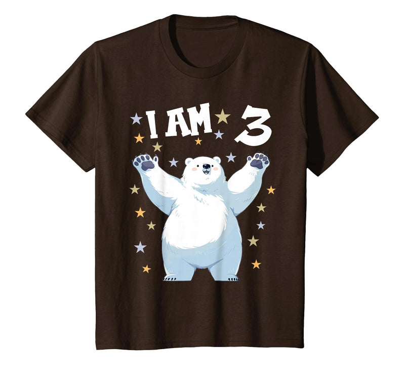 3 years old 3rd birthday Polar Bear Kids 3 Years Old 3 Birthday Polar Bears Boy Girl Polar Bear T-Shirt - Brown