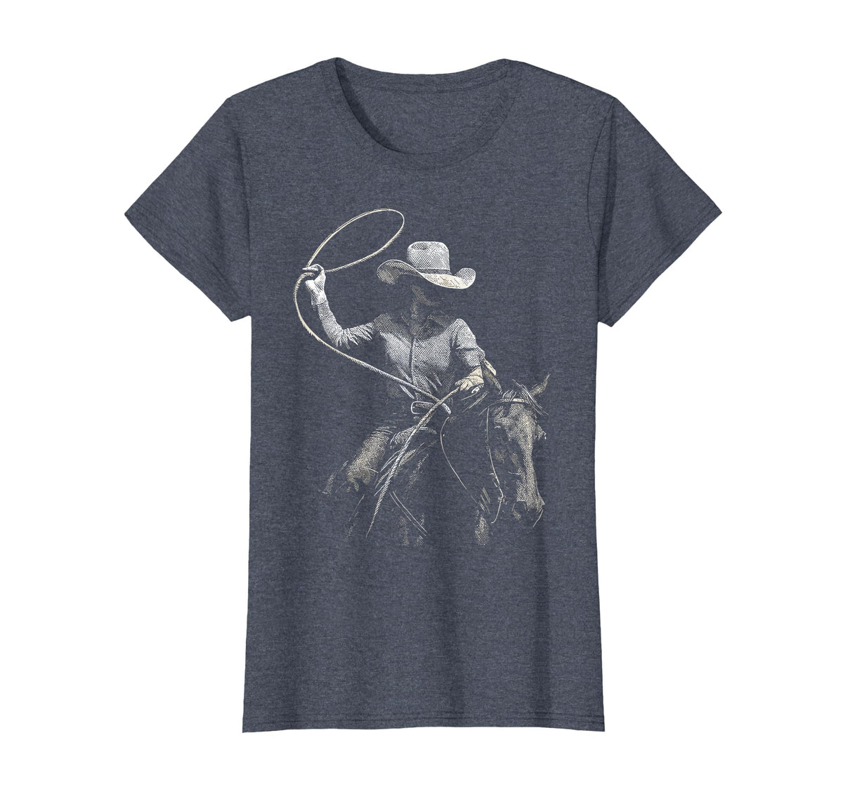 Cowgirl Western Rodeo Rodeo Cowgirl Western Horse T-Shirt - Heather Blue