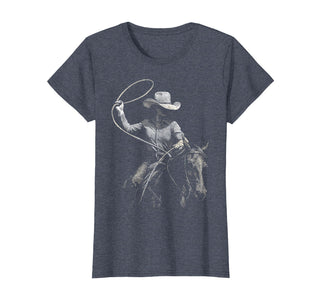 Cowgirl Western Rodeo Rodeo Cowgirl Western Horse T-Shirt - Heather Blue