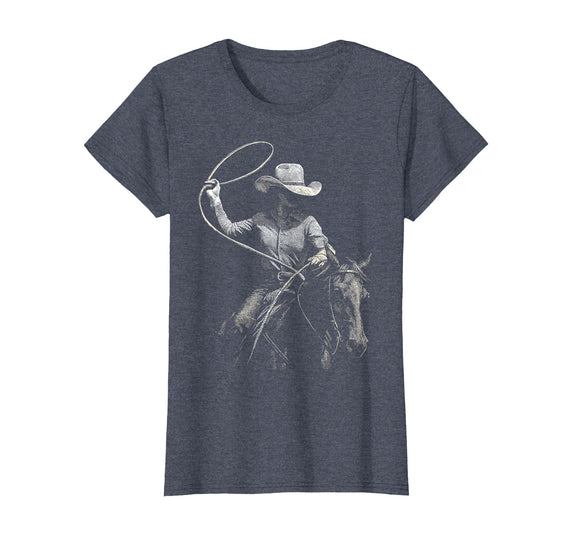Cowgirl Western Rodeo Rodeo Cowgirl Western Horse T-Shirt - Heather Blue