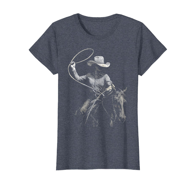 Cowgirl Western Rodeo Rodeo Cowgirl Western Horse T-Shirt - Heather Blue