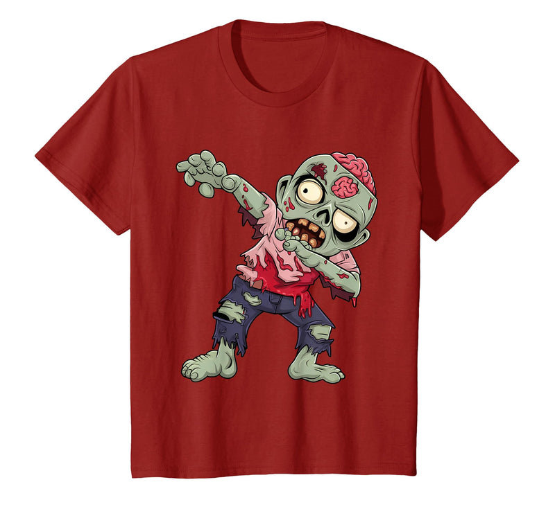 Halloween Shirts Women Men Kids Dabbing Zombie Brain Halloween Scary Dab Dance Boys Teen Men T-Shirt - Cranberry Red