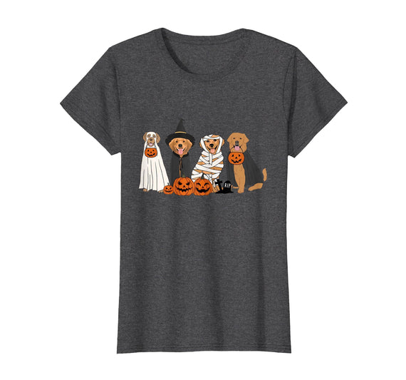 Golden Retriever Dog Ghost In Boo Sheet Women Men Funny Golden Retriever Dog Ghost in Boo Sheet Halloween T-Shirt - Dark