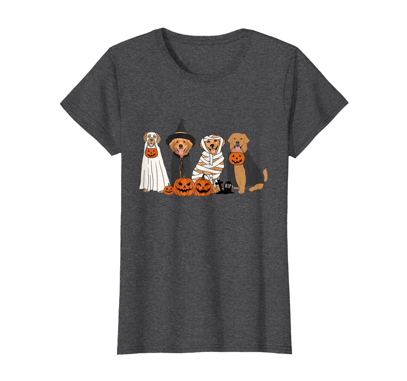 Golden Retriever Dog Ghost In Boo Sheet Women Men Funny Golden Retriever Dog Ghost in Boo Sheet Halloween T-Shirt - Dark