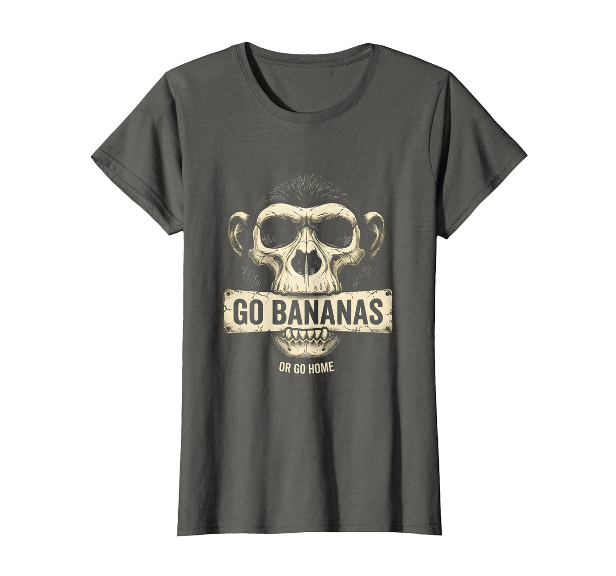 Mademark Go Bananas or Go Home Funny Monkey Design T-Shirt - Women - Asphalt Grey