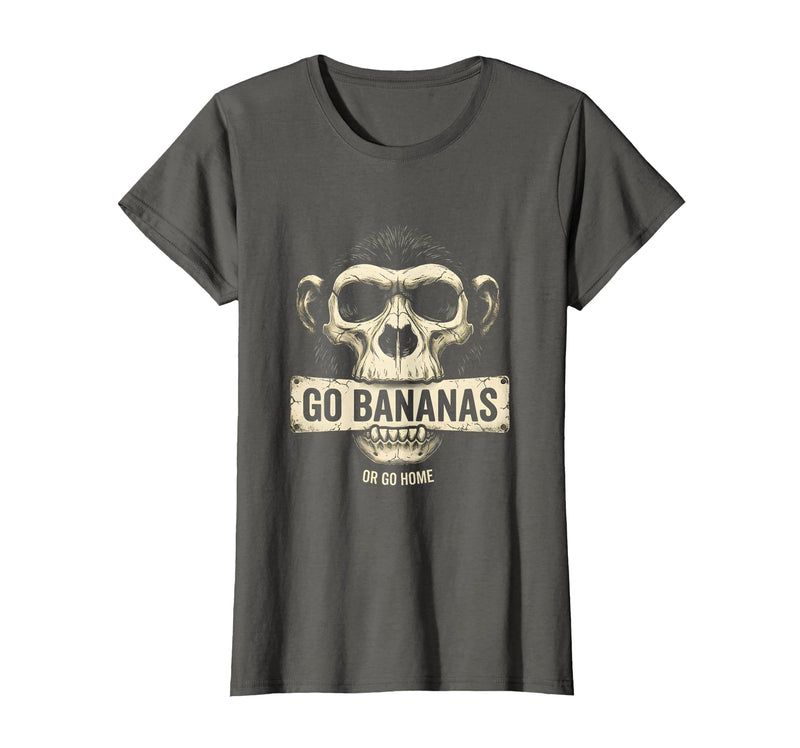 Mademark Go Bananas or Go Home Funny Monkey Design T-Shirt - Women - Asphalt Grey