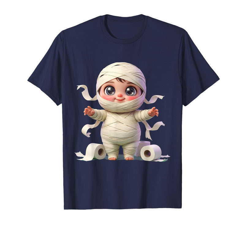 Mademark Kids Halloween Mummy Wrapped in Toilet Paper T-Shirt - Navy Blue