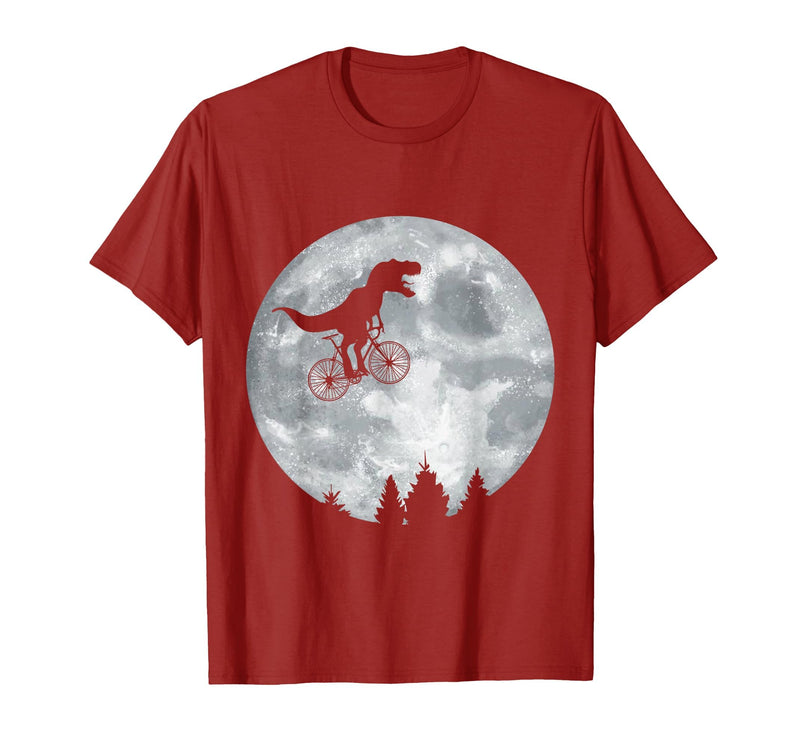 Check out my other Dinosaur T-shirts Dino Trex Riding Moon Bike Halloween Lunar Cycling T-Shirt - Cranberry Red