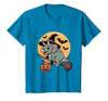 Triceratops Lover Dino Halloween Party Wear Triceratops Witch Hat Pumpkin Halloween Costume Men Women T-Shirt - Sapphire Blue