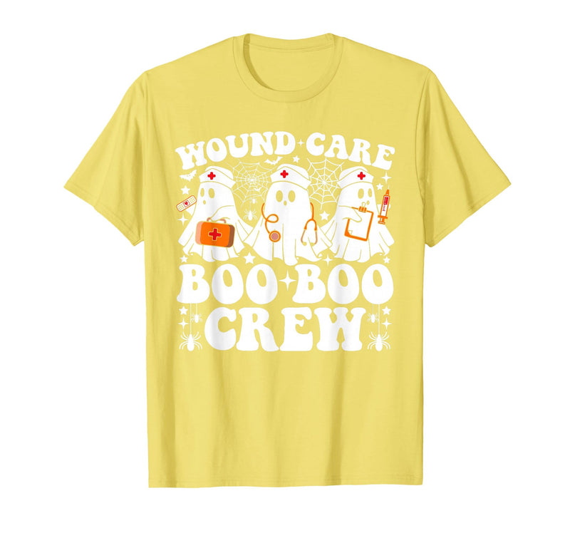 Wound Care Nurse Boo Boo Crew Halloween Wound Care Boo Boo Crew Nurse Funny Ghost Halloween Nurse T-Shirt - Lemon Yellow